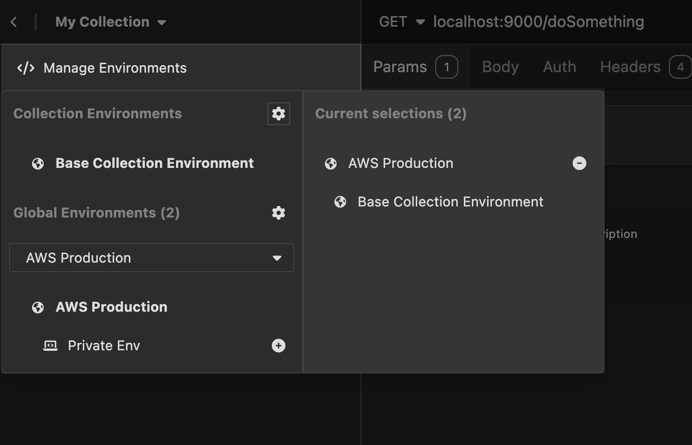 Selecting global Environment within a collection